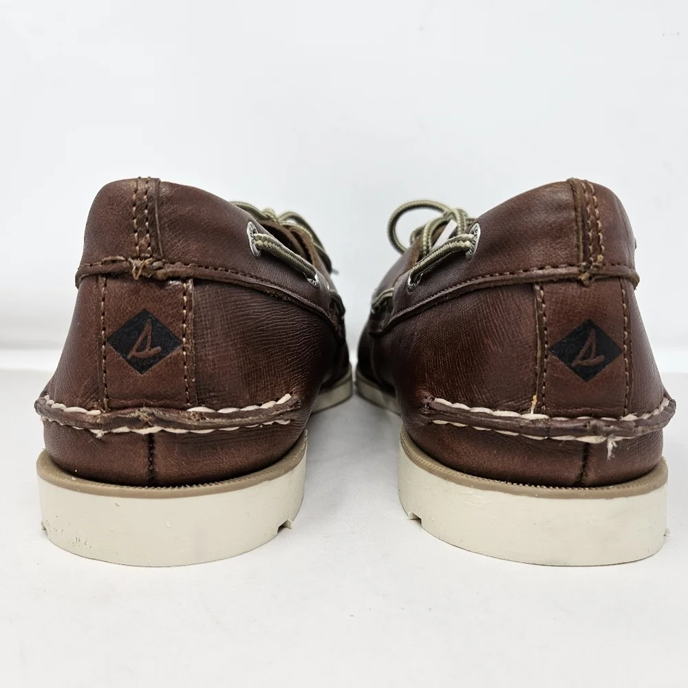 Sperry Top-sider Mens Brown Leather Lace Up Boat Fish Beach Shoes Sz 11.5M
